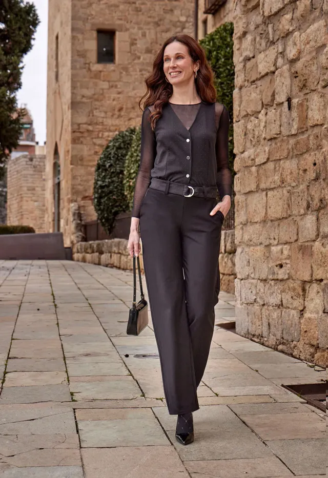 Janira Glam Onyx pants contenitivo effetto lucido