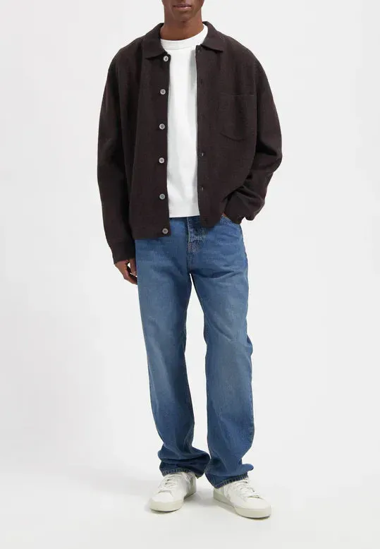 Casagin Jeans Uomo Loose Cotone Biologico Blu Vita Media Bottoni