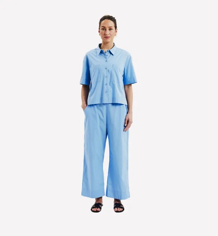 Casagin Camicia Crop Popeline camicia azzurro chiaro cotone biologico