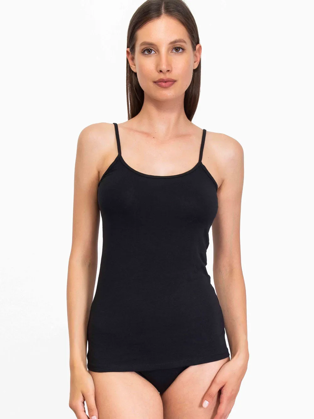 Si'èLei Natural Cotton 1430 canotta nero spalline sottili