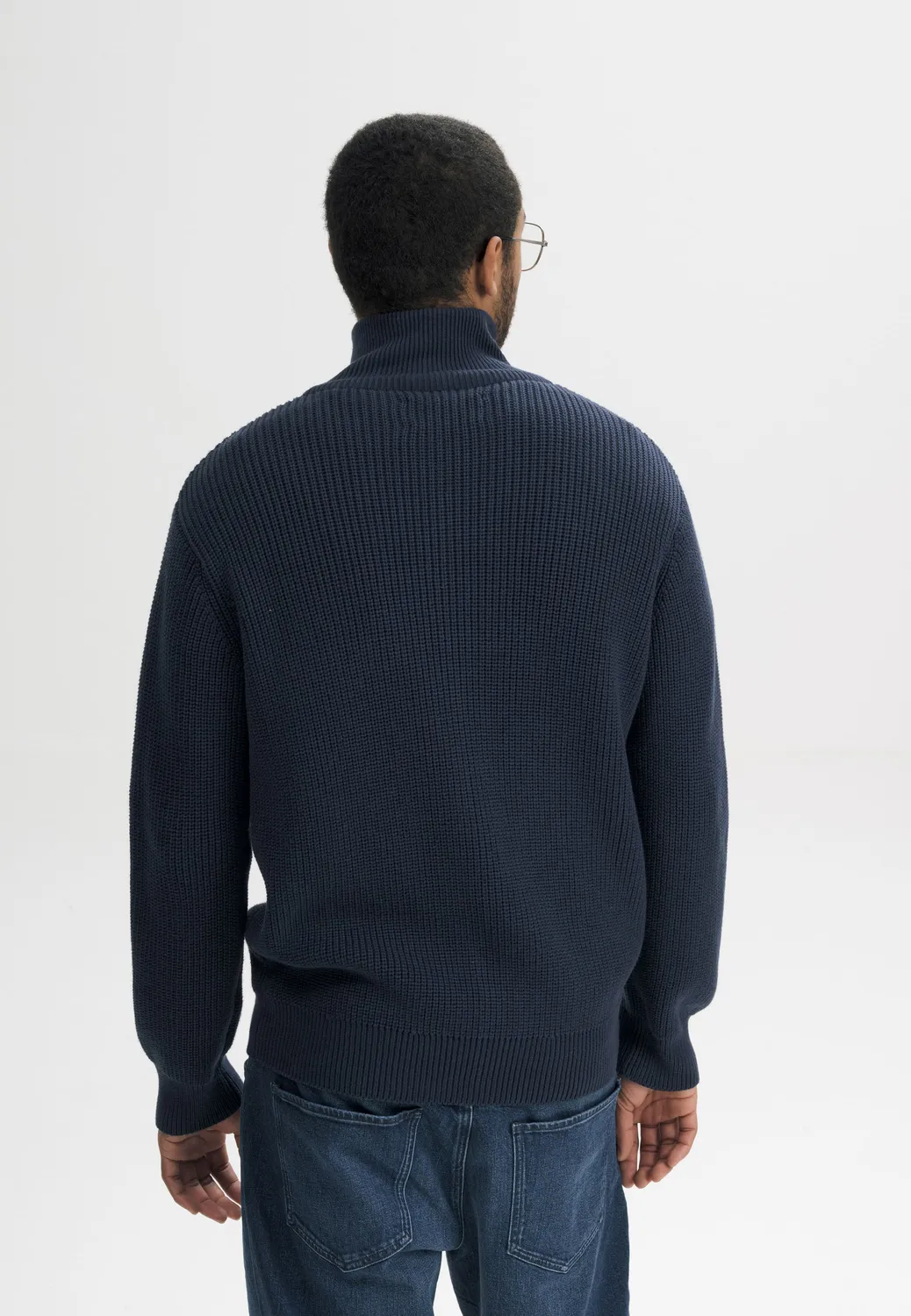 Casagin Rib Knit giacca uomo cotone bio zip collo alto
