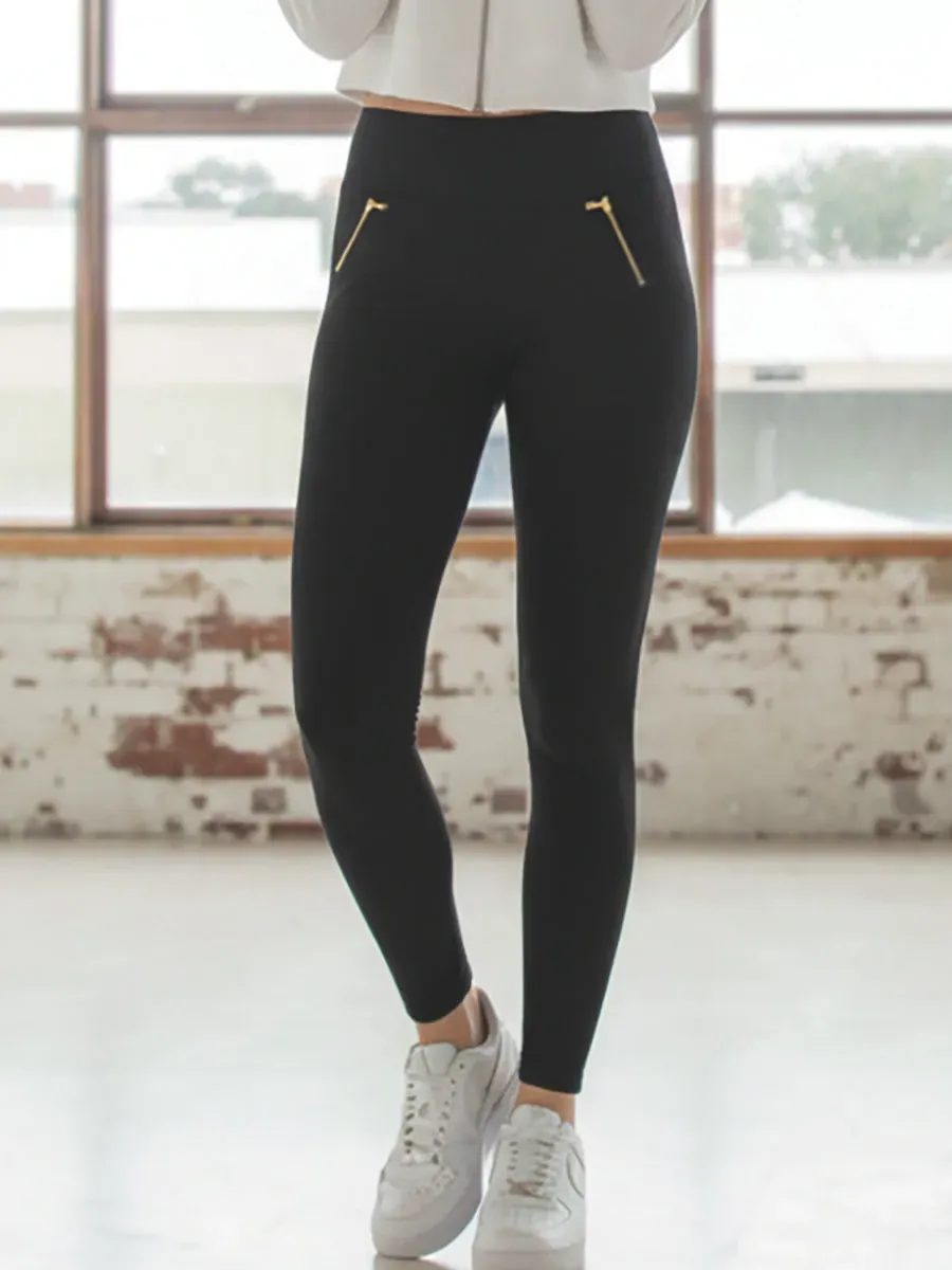 SièLei LG04 Leggings Sportivo Nero in Micropile Termico