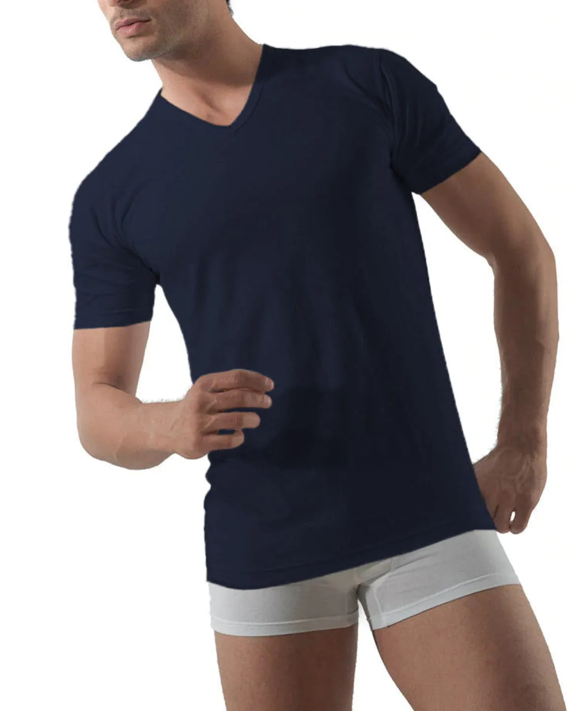 Rossoporpora Maglia Scollo V t-shirt uomo cotone traspirante