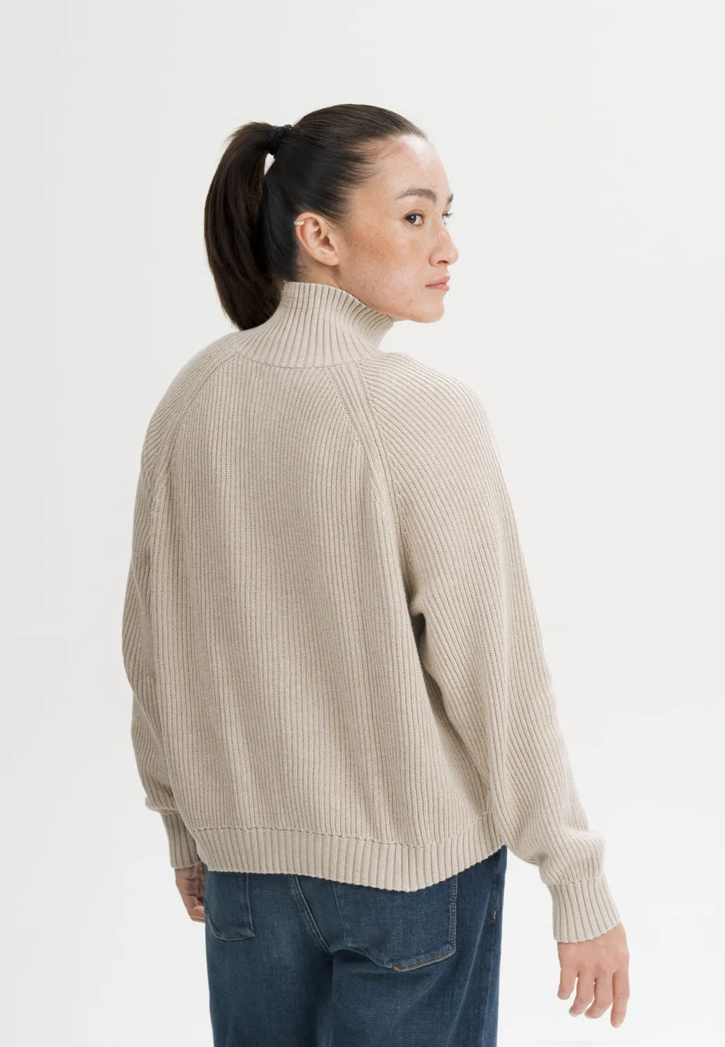 Casagin Cotone Biologico giacca maglia zip crema calda