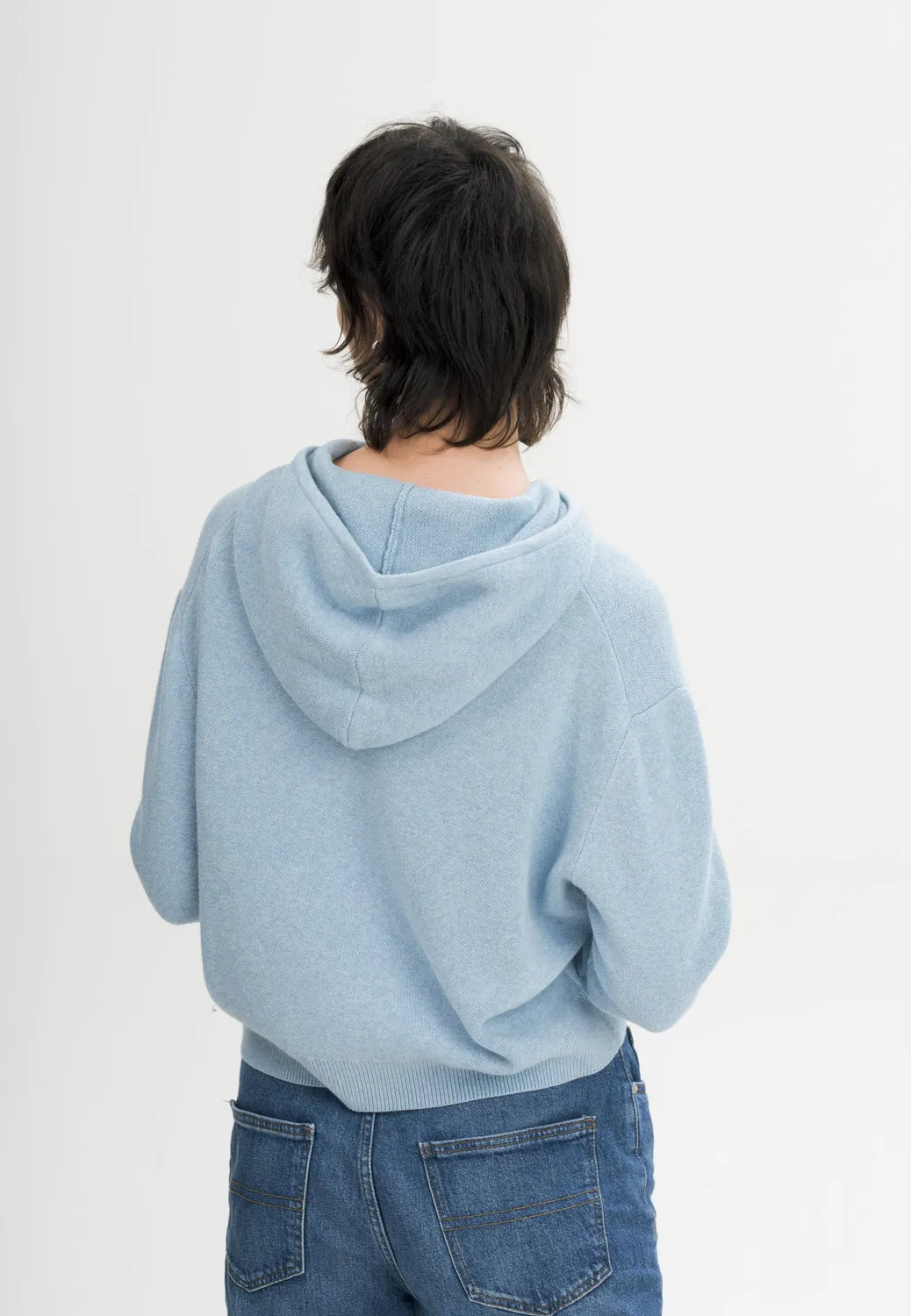 Casagin Jacquard Knit felpa con cappuccio azzurro cotone bio