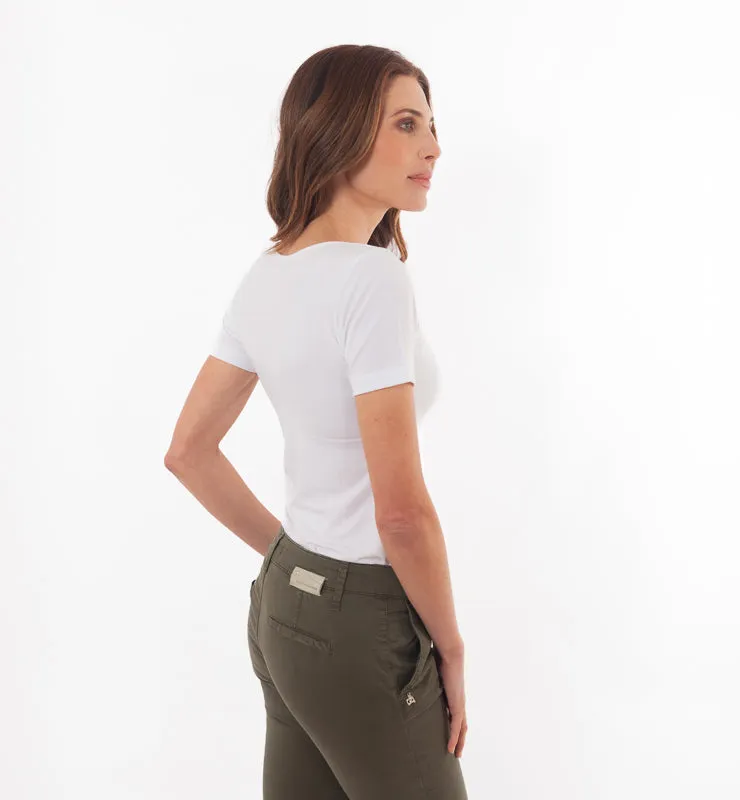 Casagin T-Shirt Tencel Donna Maniche Corte Scollo Rotondo
