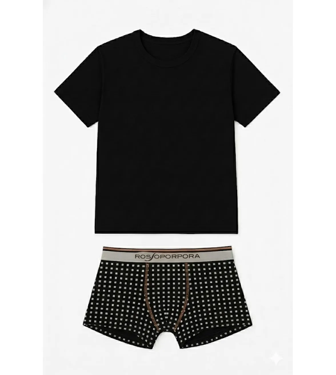 Rossoporpora coordinato uomo maglia e boxer blu in cotone