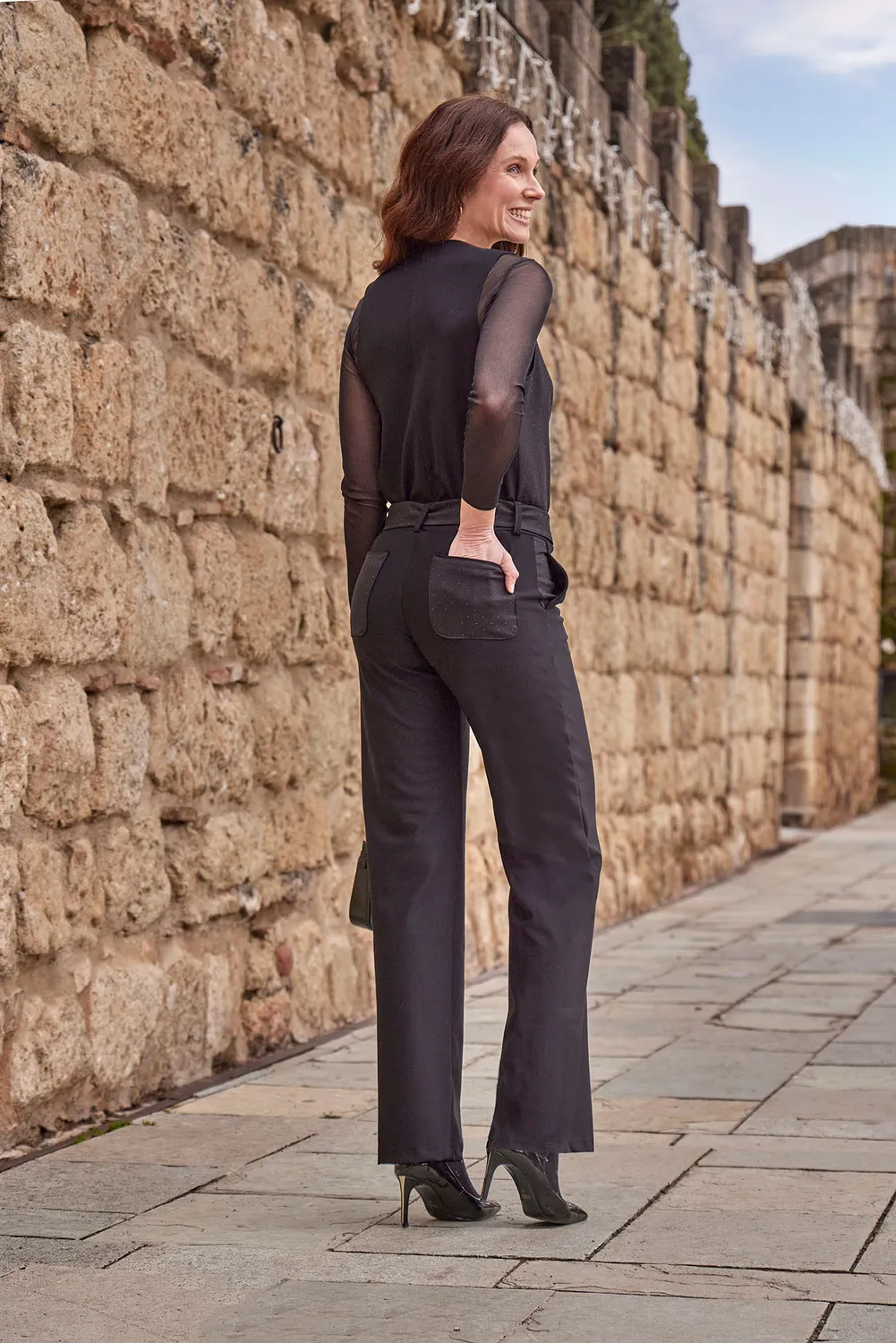 Janira Glam Onyx pants contenitivo effetto lucido