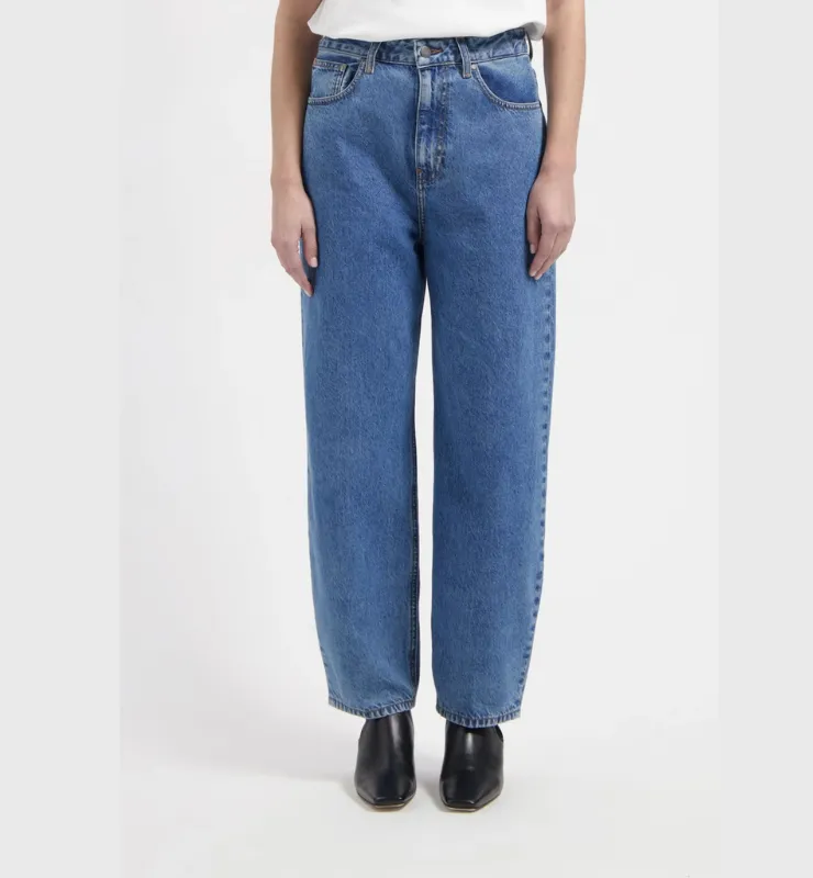 Casagin vita alta barrel jeans donna Blu cotone biologico