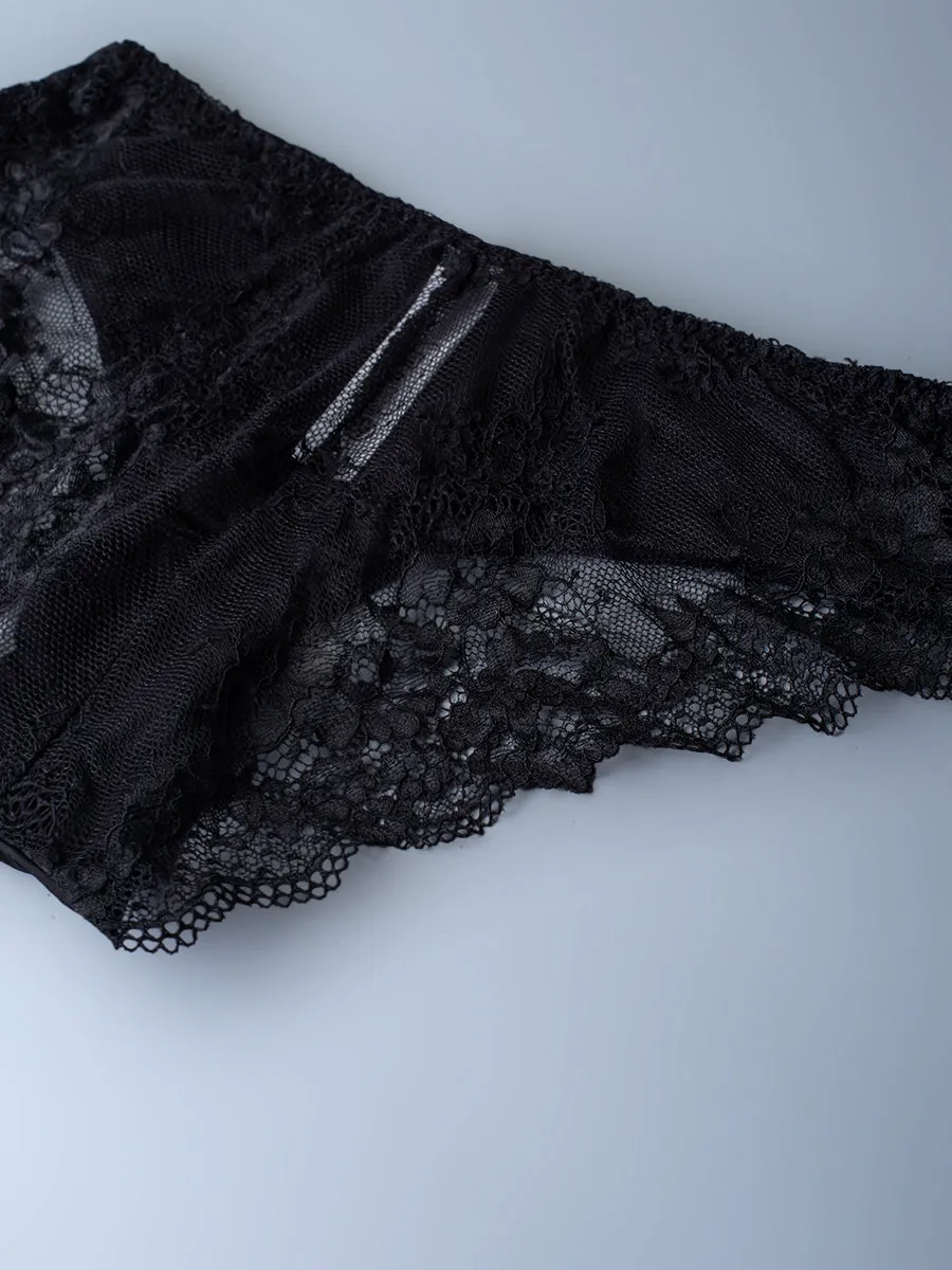 Si'èLei Wonder Lace 2445 slip nero microfibra e pizzo smerlato