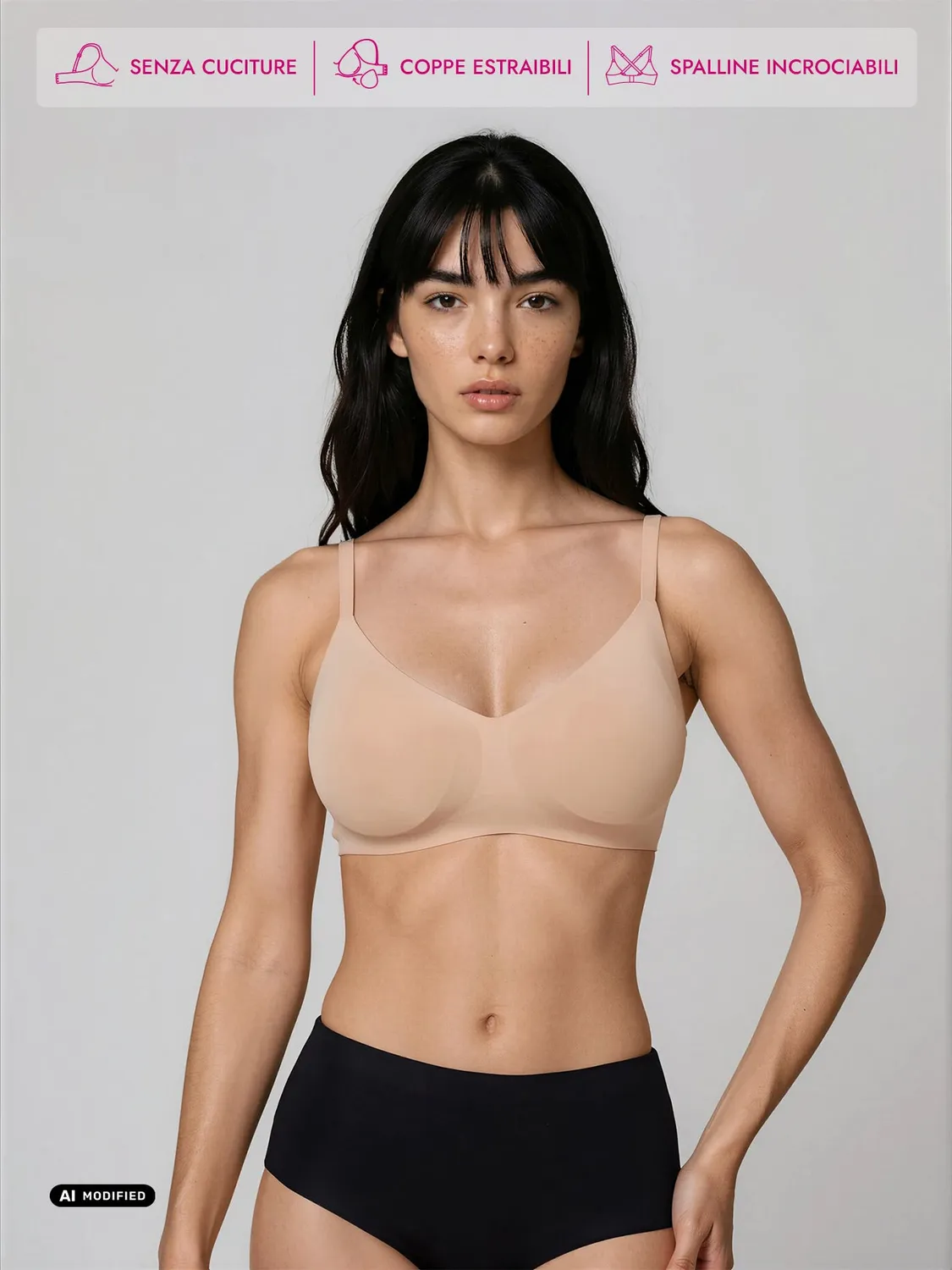 Jadea Basic Nuvola bralette senza cuciture nera
