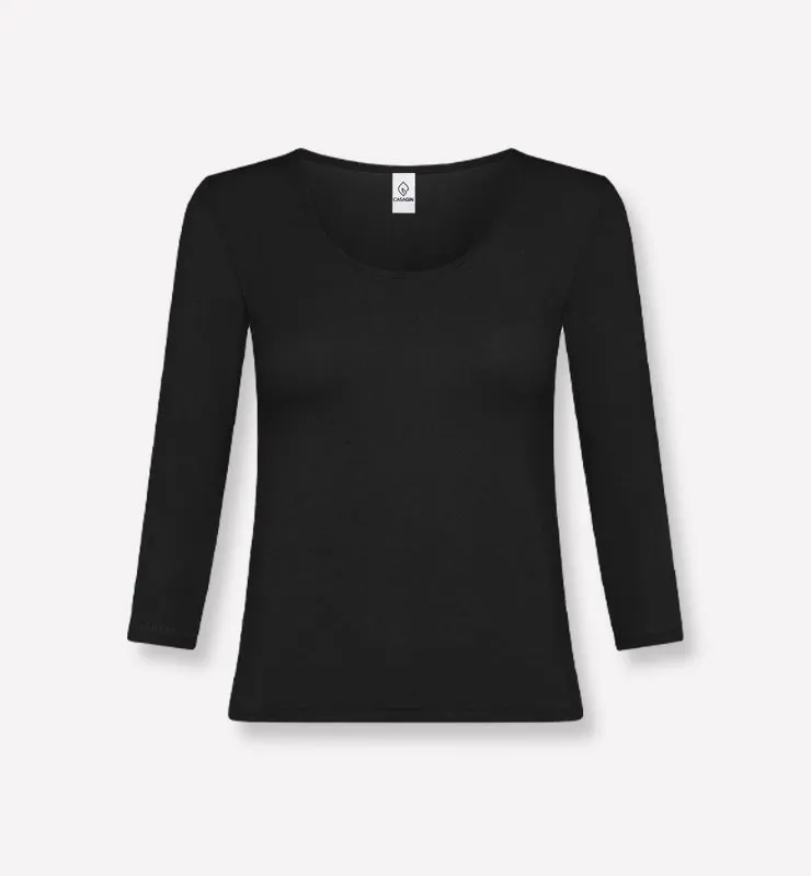 Casagin Essential Maglia Girocollo 3/4 TENCEL Nera Morbida