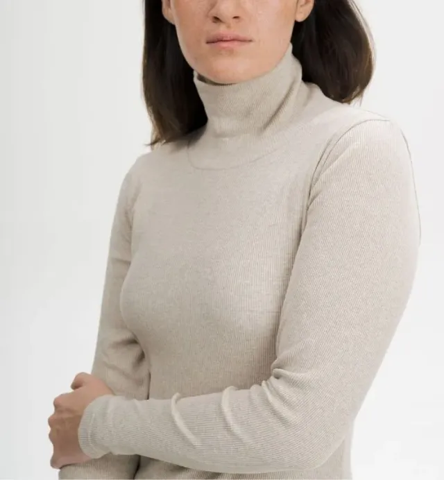 Casagin Maglia a Collo Alto maglia donna cotone biologico nero
