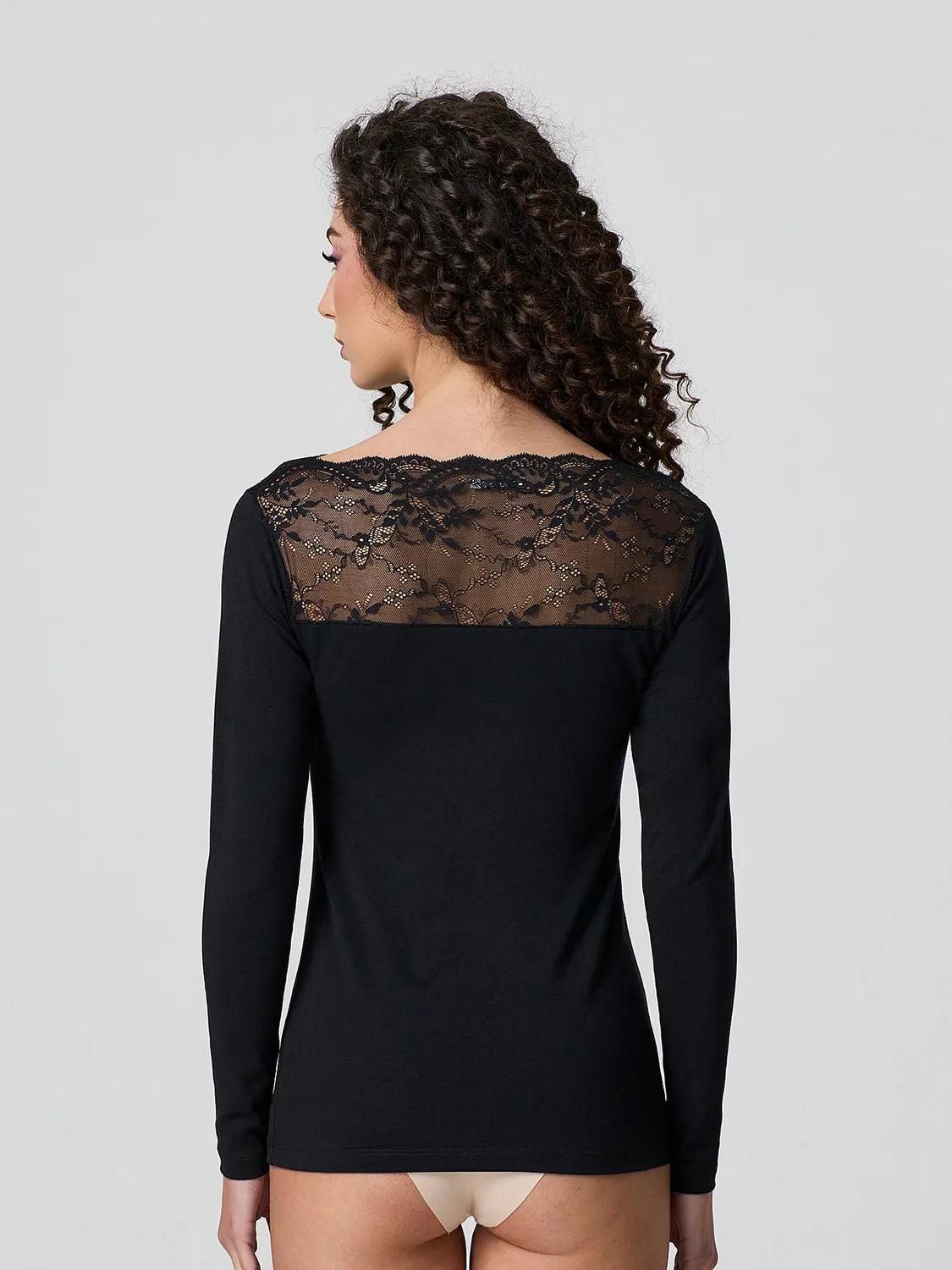 Jadea Basic 4464 maglia cotone manica lunga nera