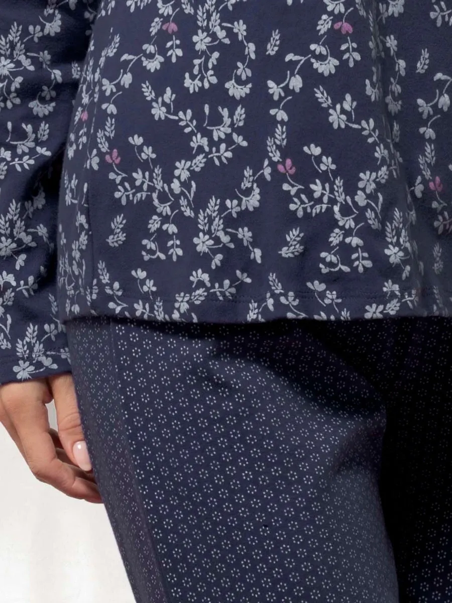 Si'èLei Ramelie RA16 pigiama donna caldo cotone blu floreale