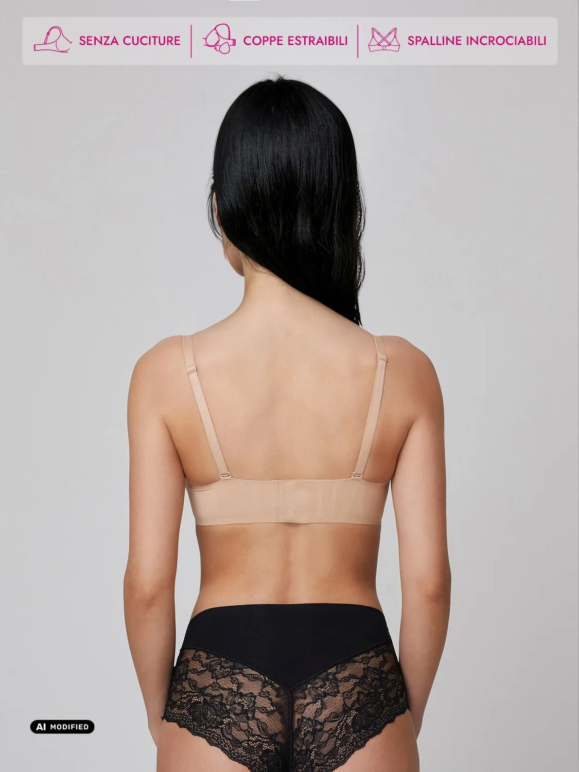 Jadea Basic Nuvola bralette senza cuciture nera