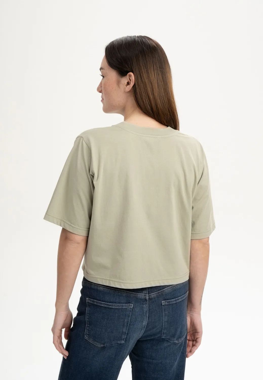 Casagin T-Shirt Crop Donna in Cotone Biologico Azzurro Chiaro