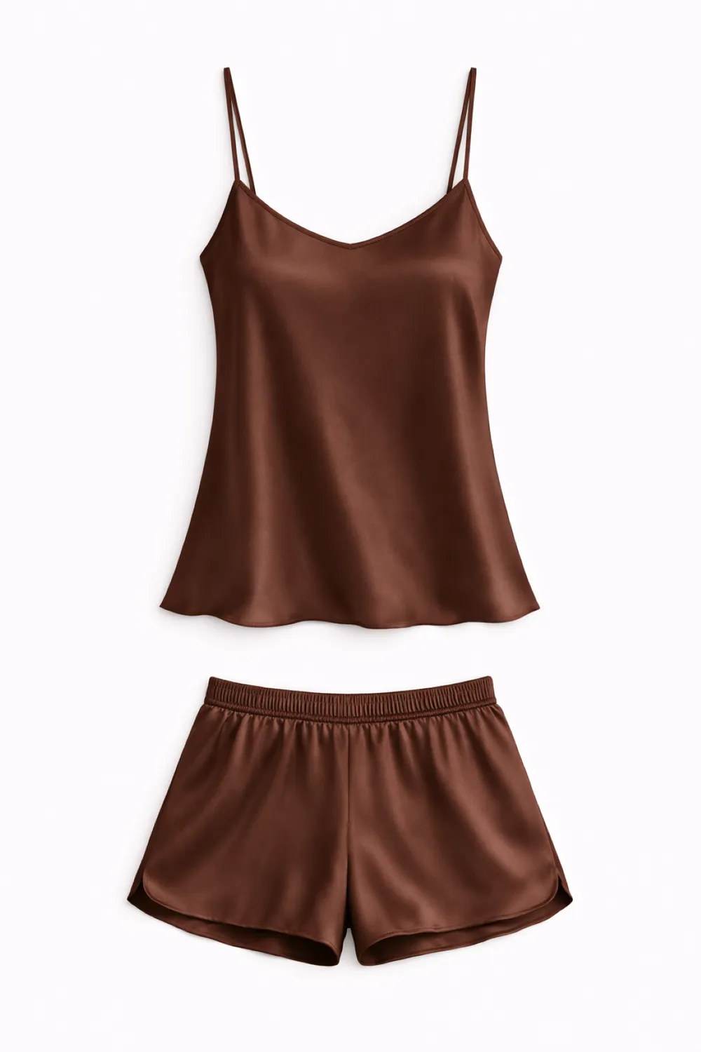 Rossoporpora Pigiama Raso canotta+short donna cioccolato satinato