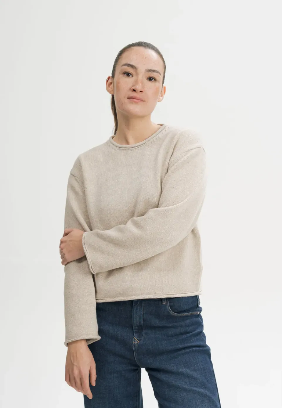 Casagin Maglia girocollo boxy cotone bio avorio medio