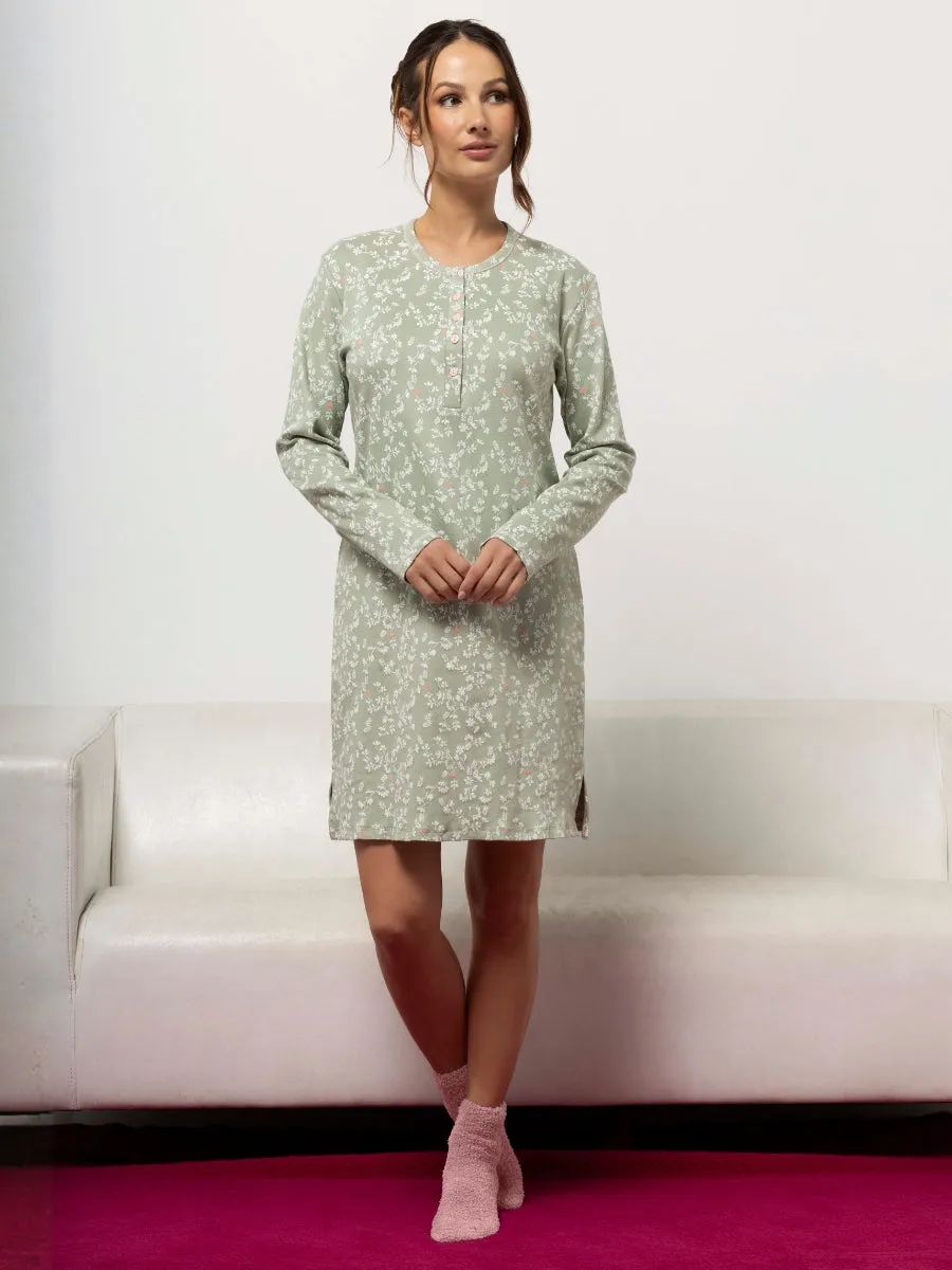 Si'èLei Ramelie RA25 camicia da notte caldo cotone salvia