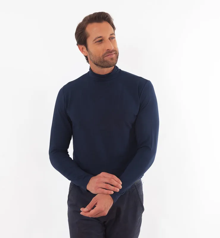 Casagin lupetto uomo blu in Tencel maniche lunghe
