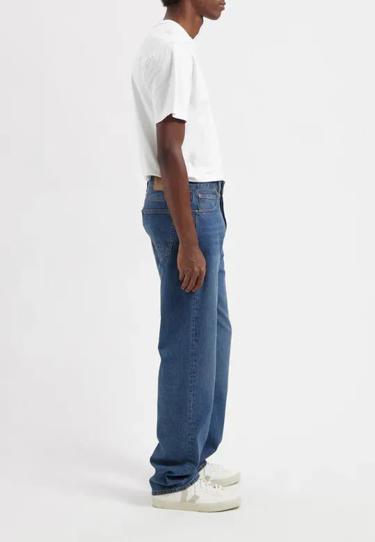 Casagin Jeans Uomo Loose Cotone Biologico Blu Vita Media Bottoni