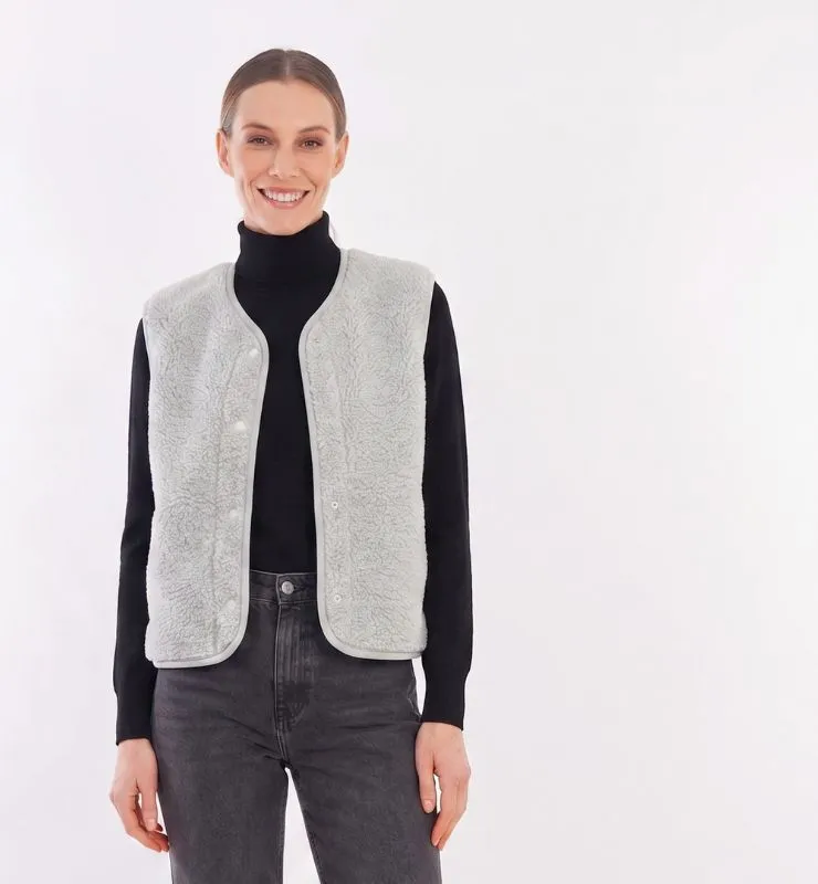 Casagin Pile Naturale gilet azzurro lana merino teddy