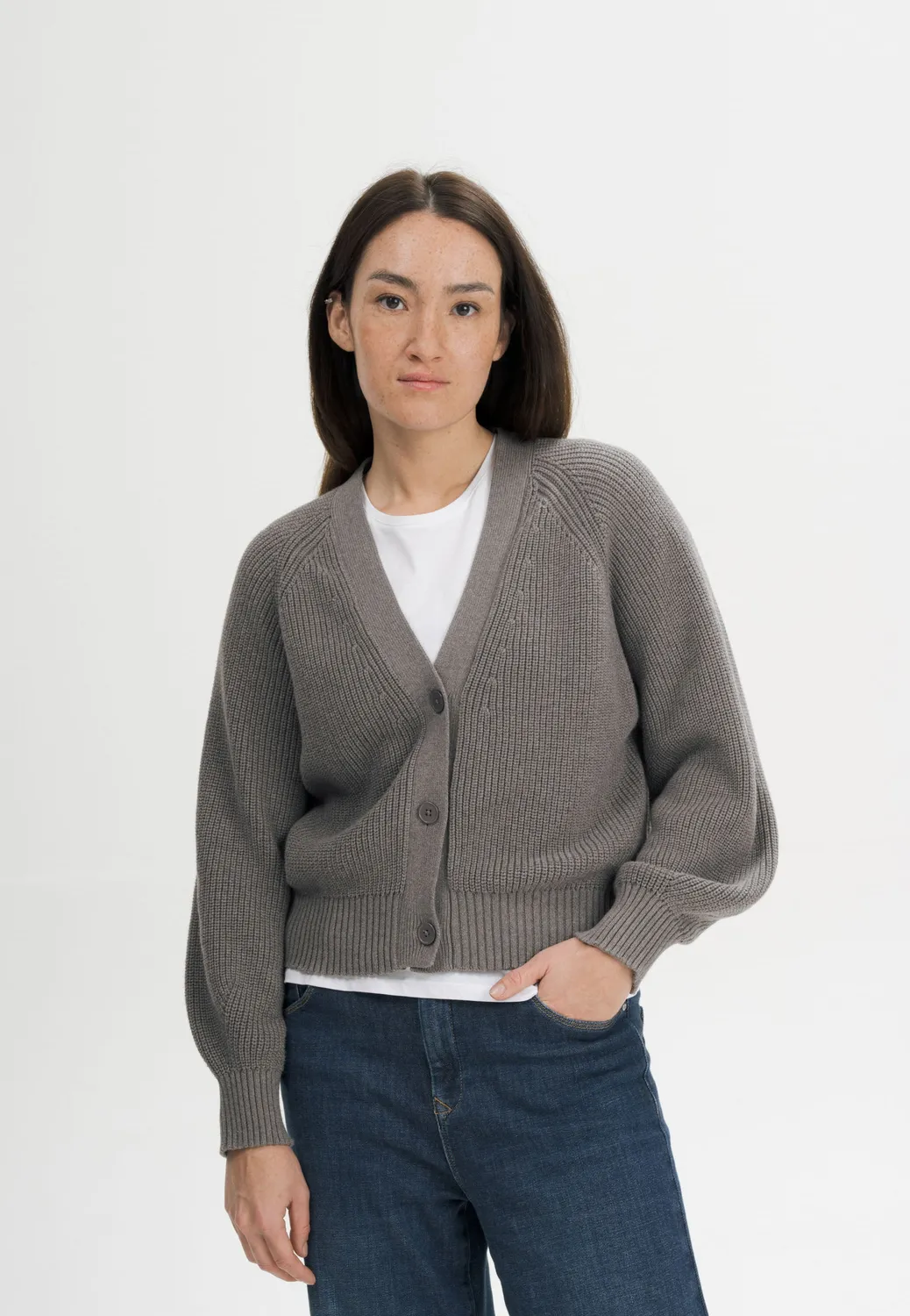 Casagin cardigan crema in cotone organico scollo V