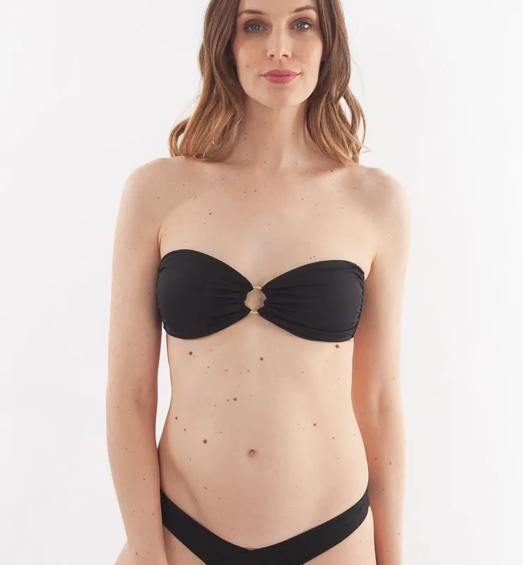 Casagin Top Bikini Fascia Imbottita Donna Nero Anni 80 UPF50+
