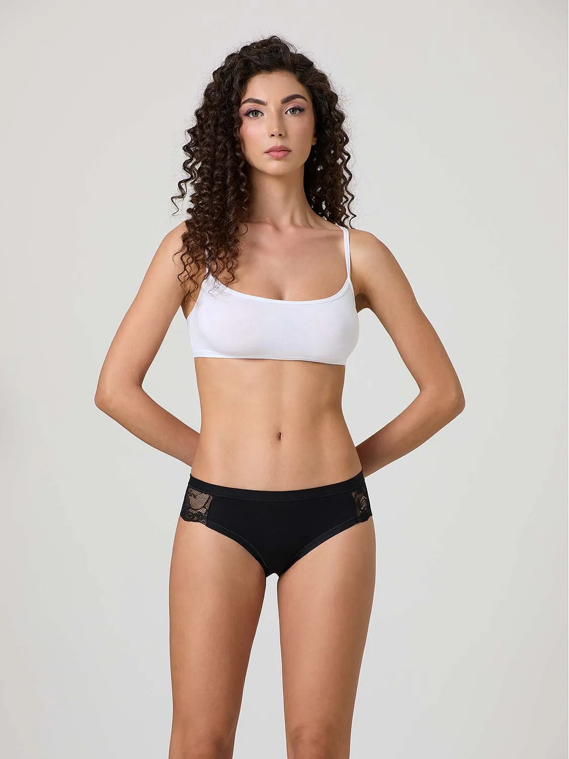 Jadea Basic 520 slip cotone modal pizzo nero