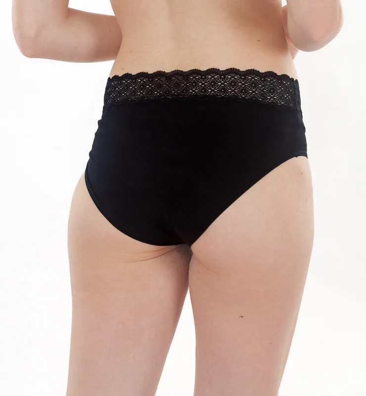 Casagin slip mestruale cotone bio pizzo nero flusso medio
