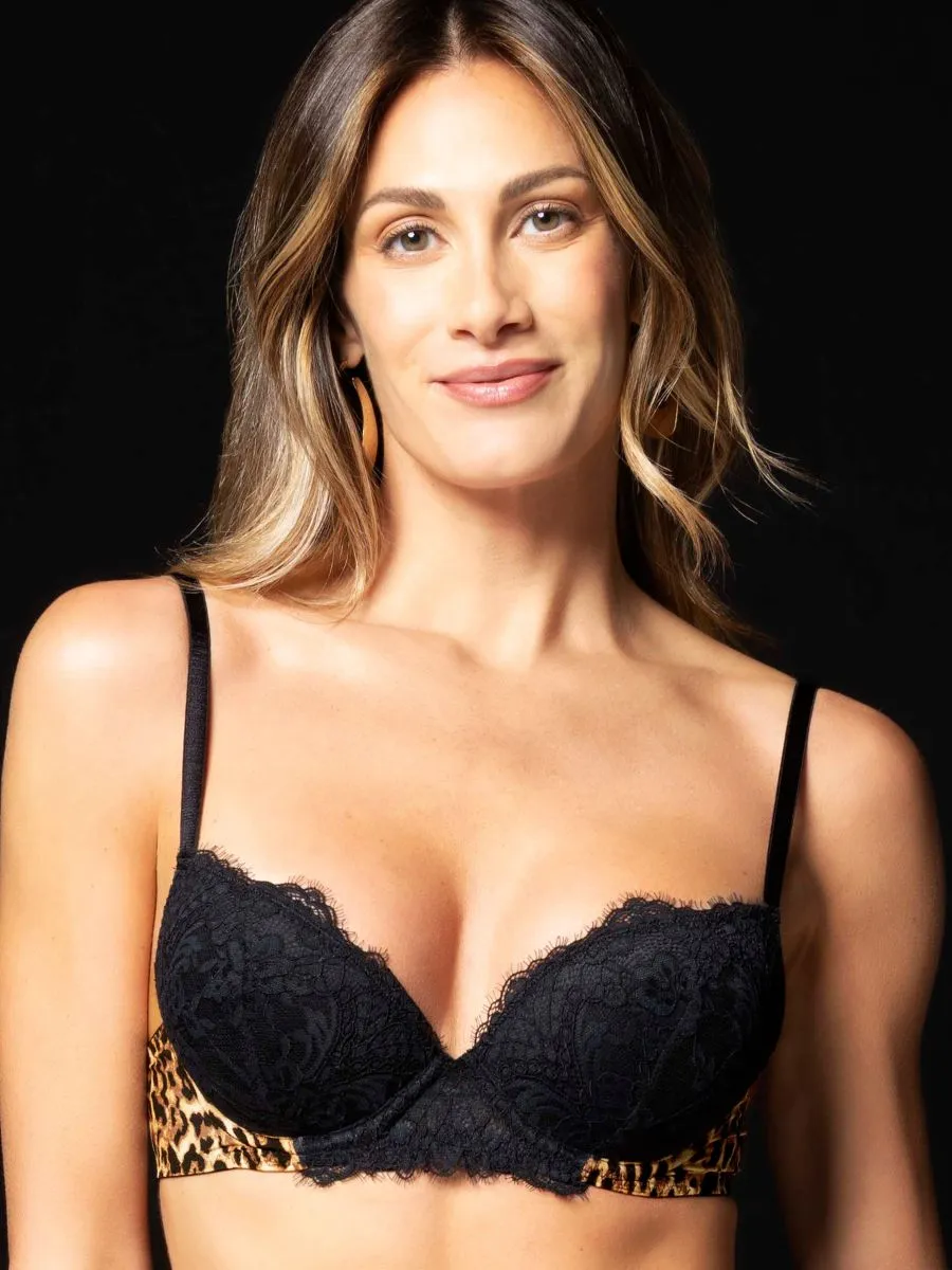 Si'èLei 8052 reggiseno imbottito animalier con pizzo