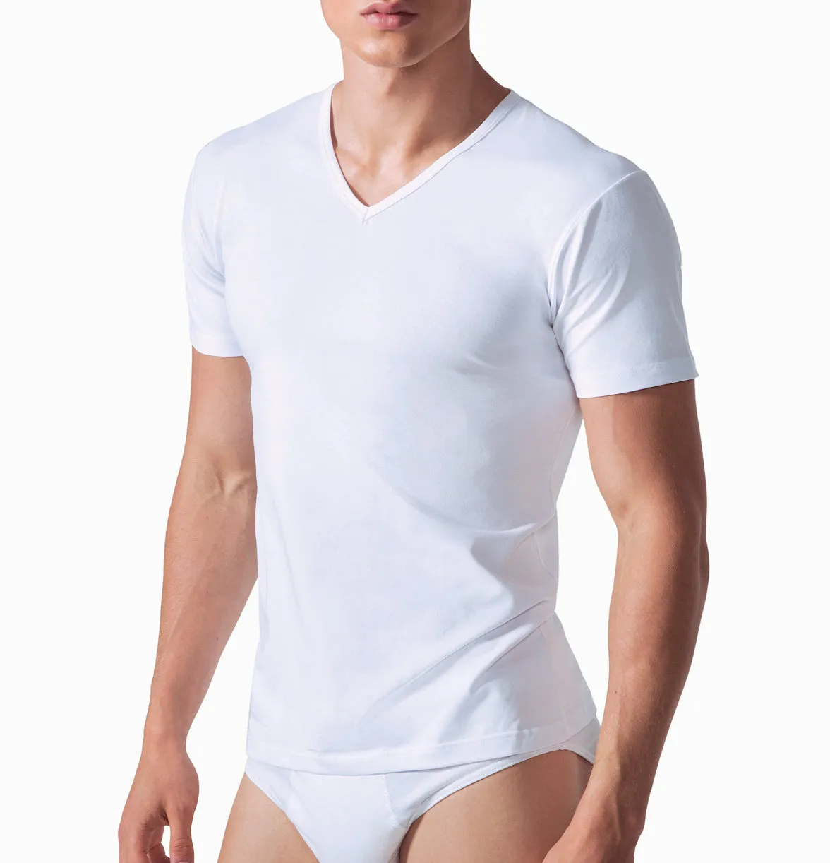 Rossoporpora Mezza Manica Scollo V Maglia Cotone Uomo