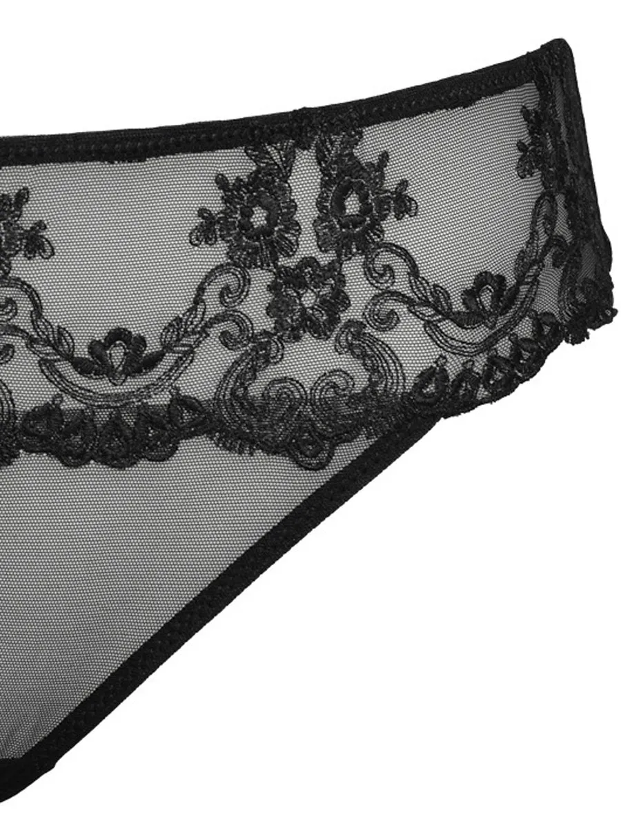 Si'èLei Glam 1945 slip nero tulle stretch ricamato