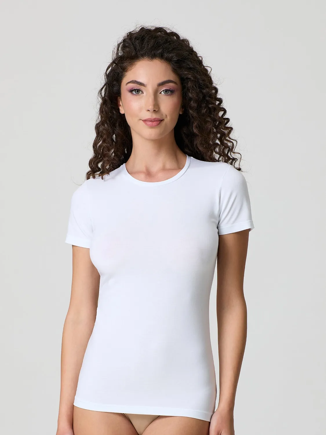 Jadea Basic 4180 t-shirt girocollo cotone bianco elasticizzato