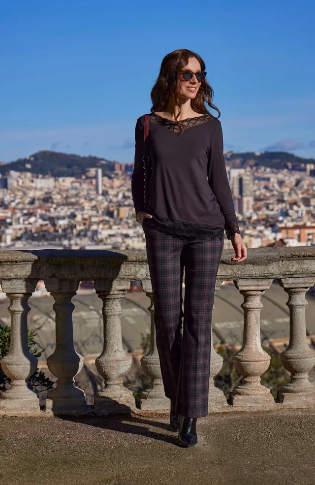 Janira Sweet Tartan pants leggings tartan felpato caldo