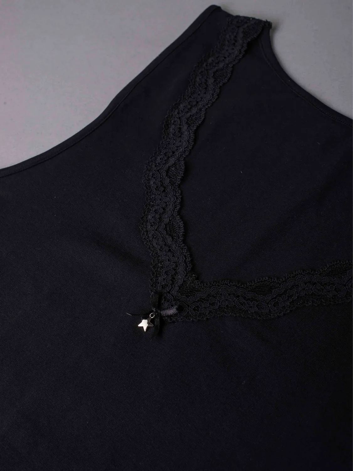 Si'èLei Natural Cotton 1436 canotta nero cotone bio scollo V