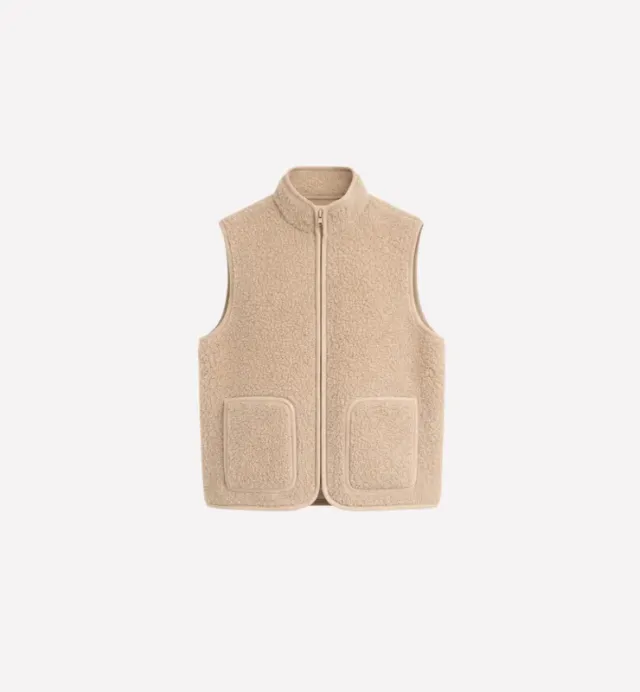 Casagin Gilet pile lana unisex zip beige ultraleggero