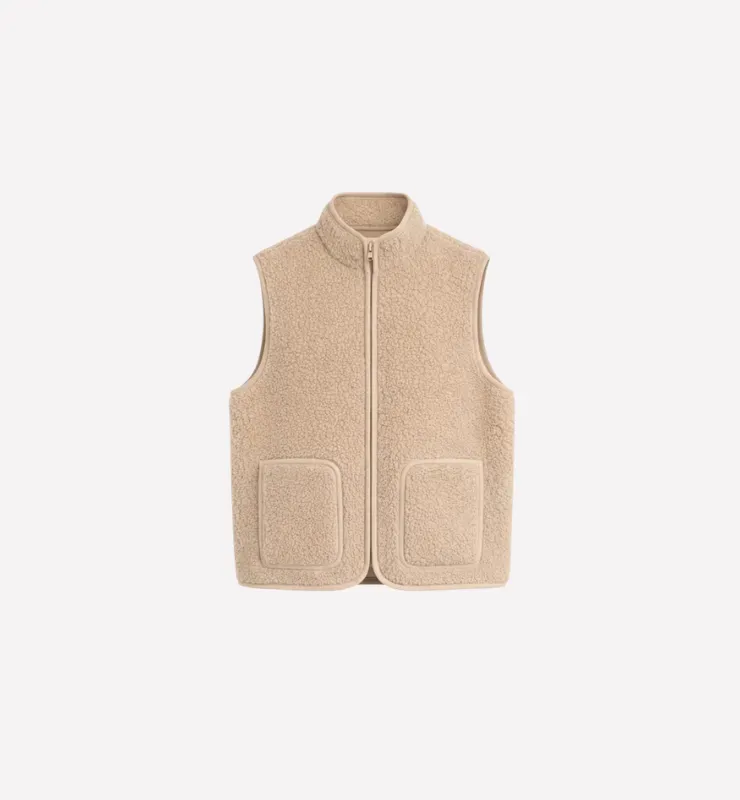 Casagin Gilet pile lana unisex zip beige ultraleggero