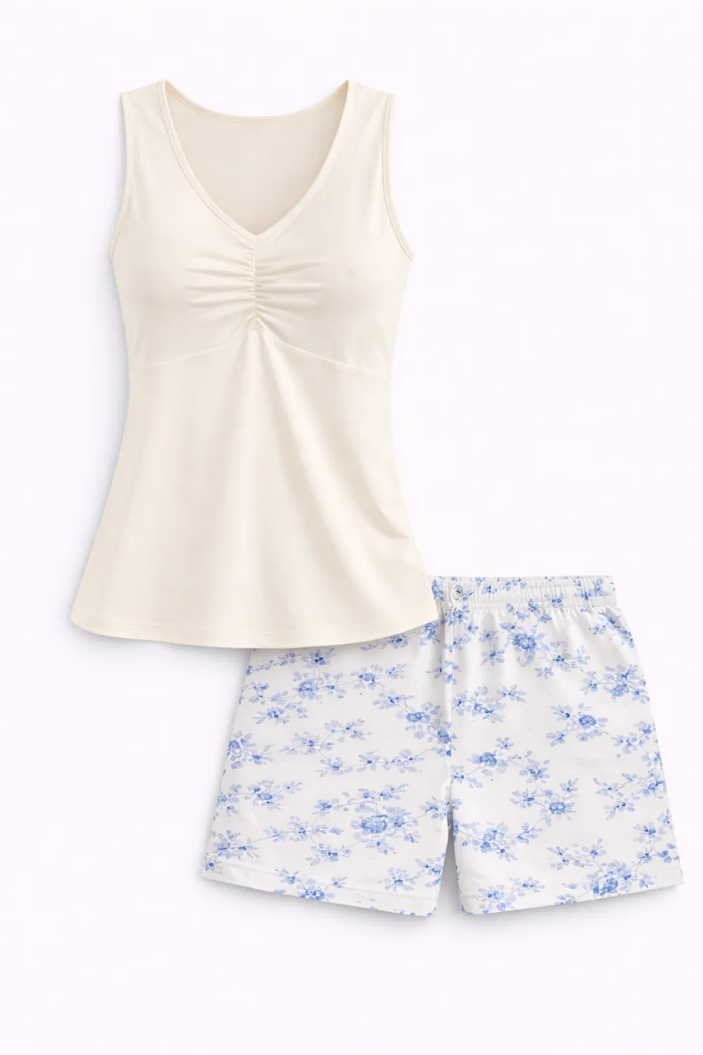 Rossoporpora Pigiama Viscosa Canotta Short Arricciato