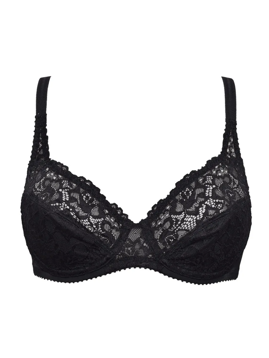 Si'èLei 942 reggiseno francese pizzo nero fodera cotone