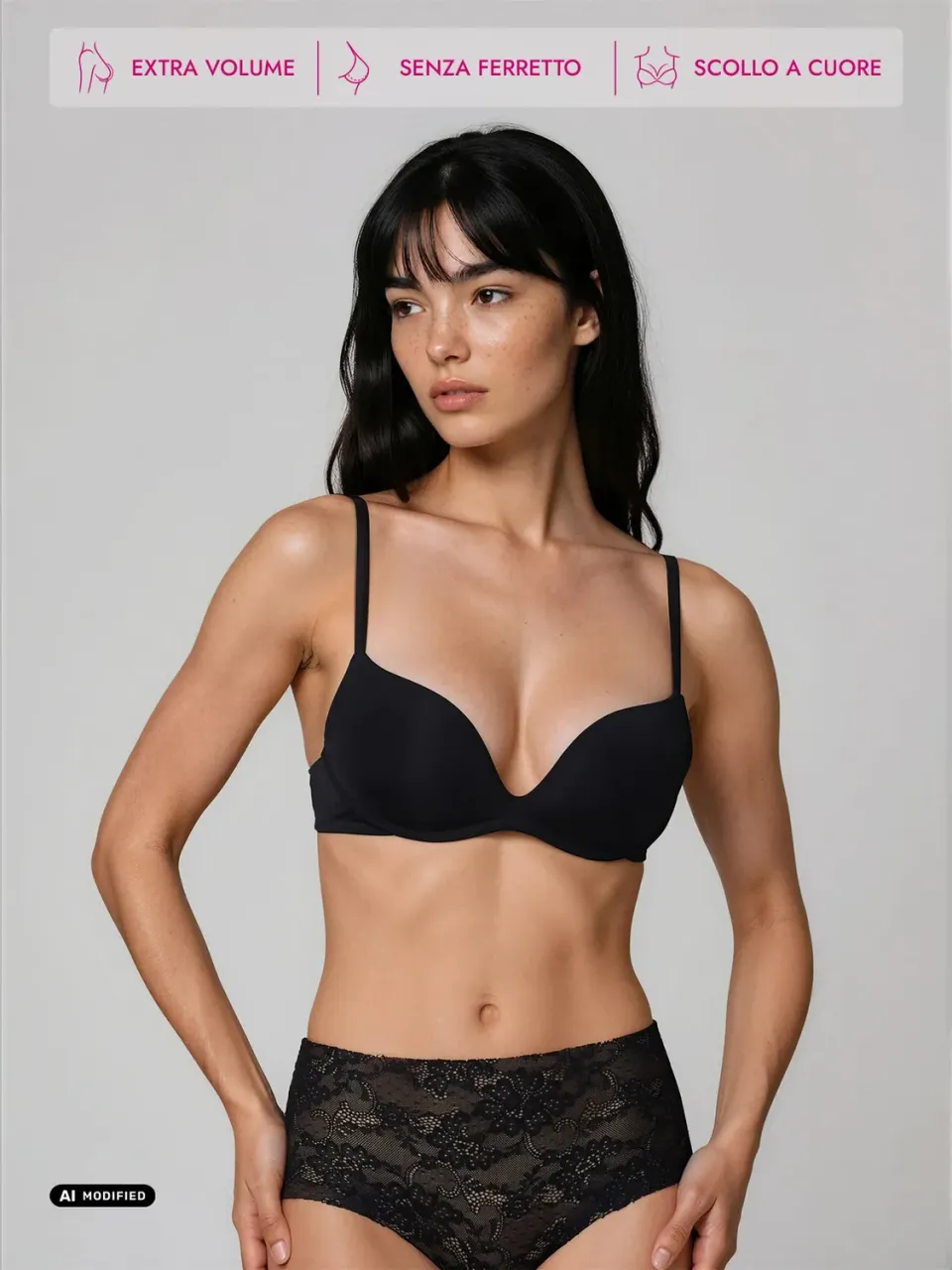 Jadea Basic Fiamma push-up senza ferretto nero