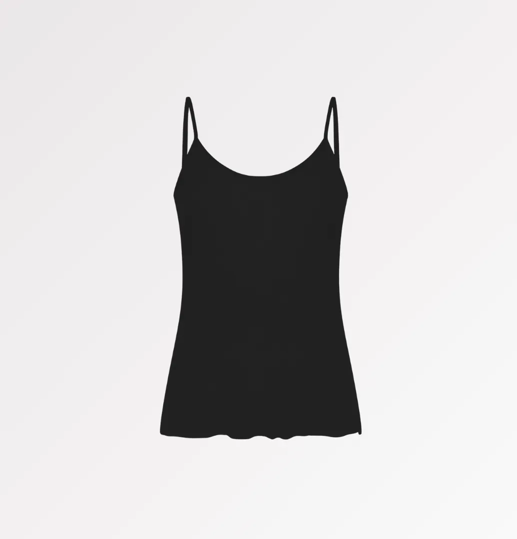 Casagin Essential Canotta Spallina Fina TENCEL Seta Nera Elegante