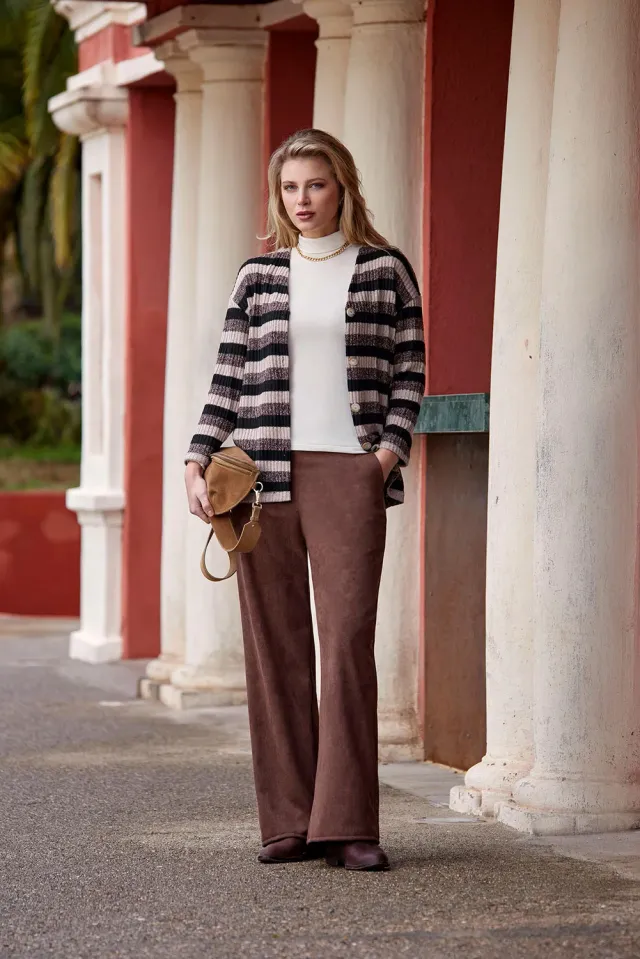 Janira Suede Twill Pants Slip Effetto Camoscio