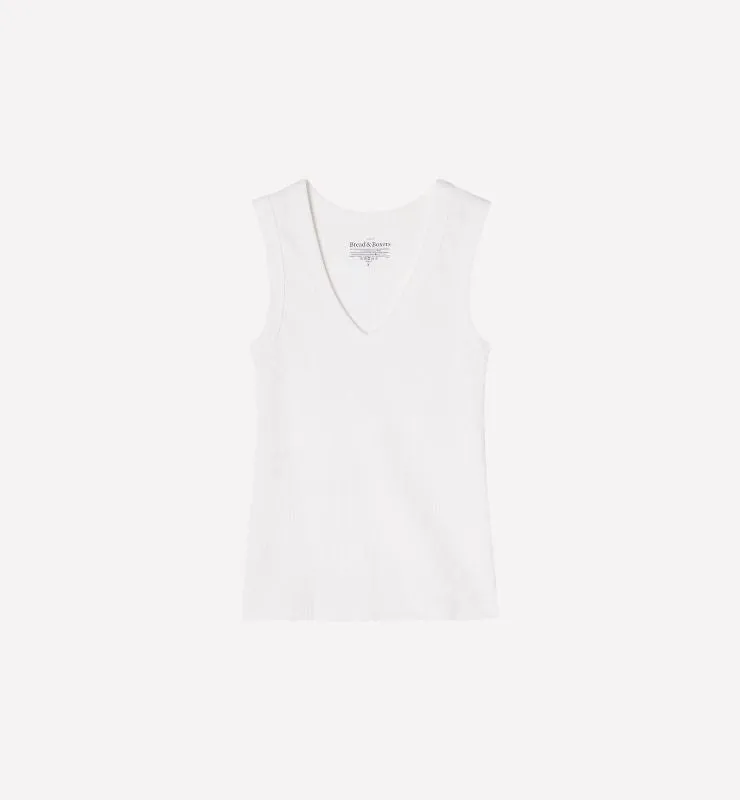Casagin Canotta Scollo V Costine Cotone Bianco M