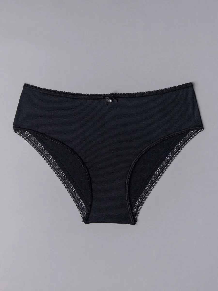 Si'èLei Darling 1879 Slip Alto Jacquard Nero Nido d'Ape