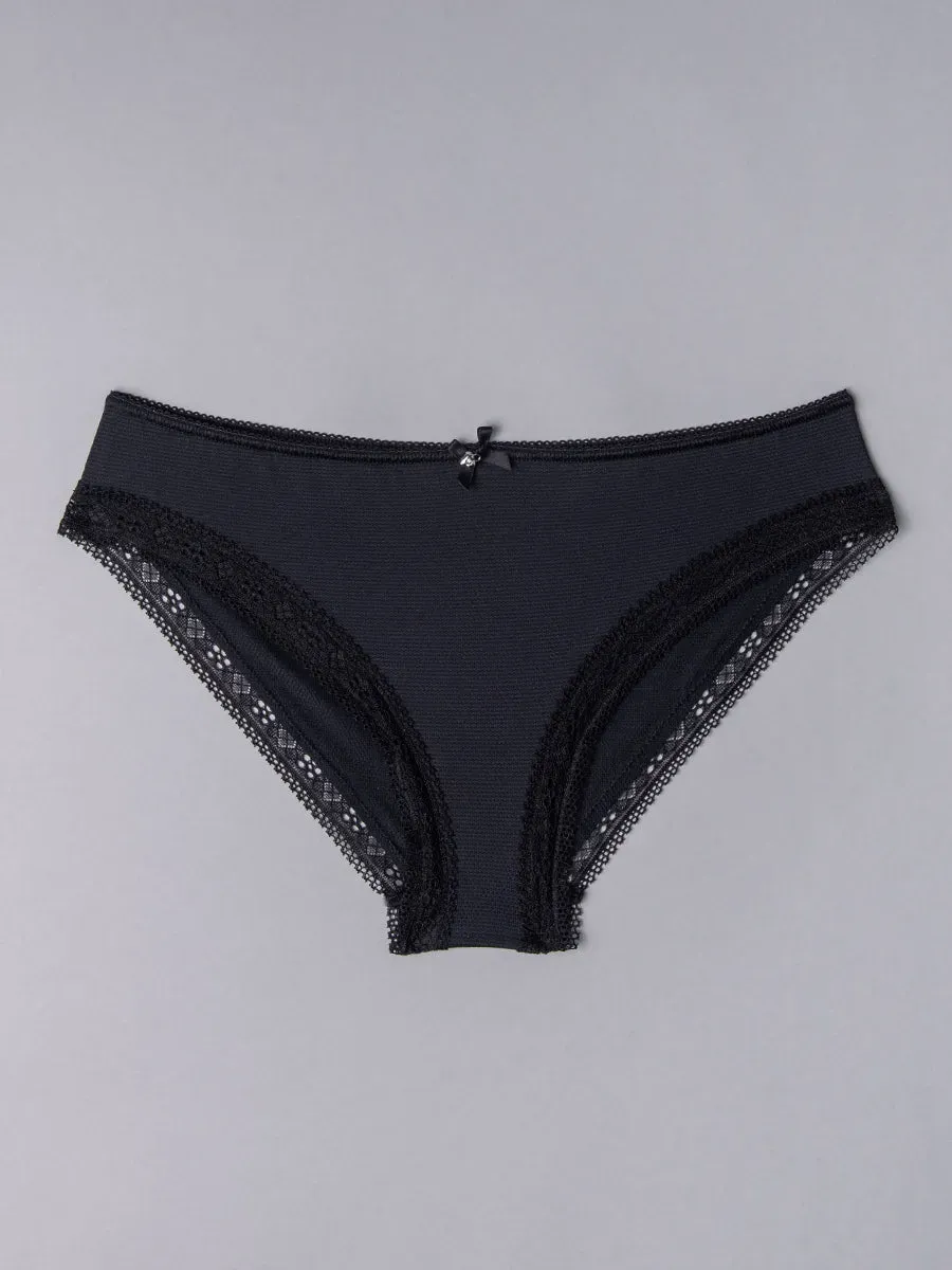 Si'èLei Darling 1875 Slip Jacquard Nero a Nido d'Ape