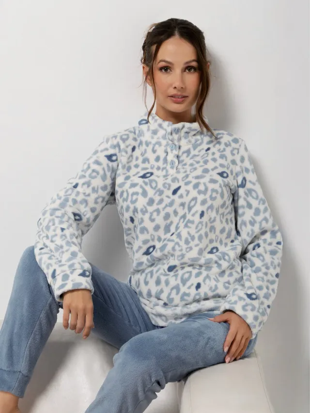 Si'èLei Trixy Soft TX45 pigiama coral animalier azzurro