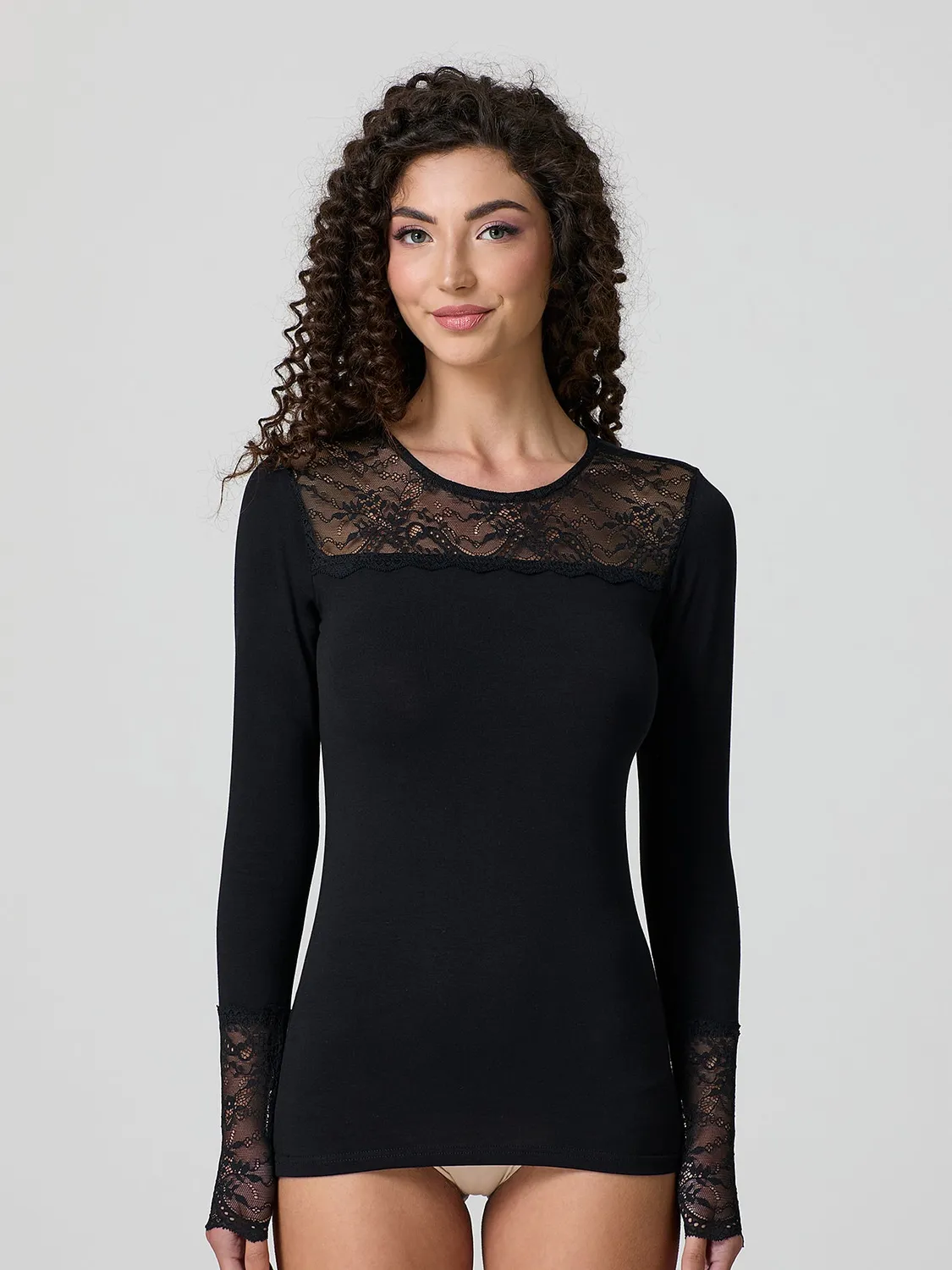 Jadea 4871 maglia sottogiacca cotone pizzo nera