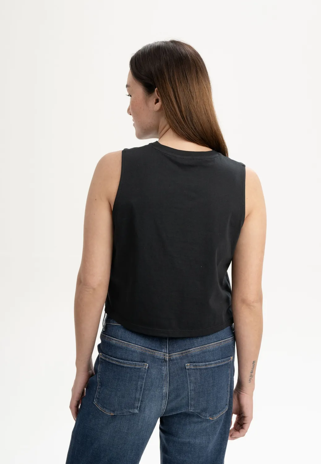 Casagin canotta over crop cotone biologico nero vita alta